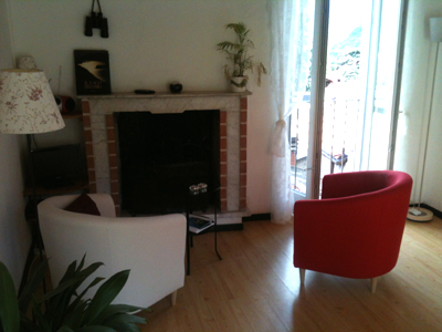 Chairs and fireplace ,apartment on the
third floor , very calm position